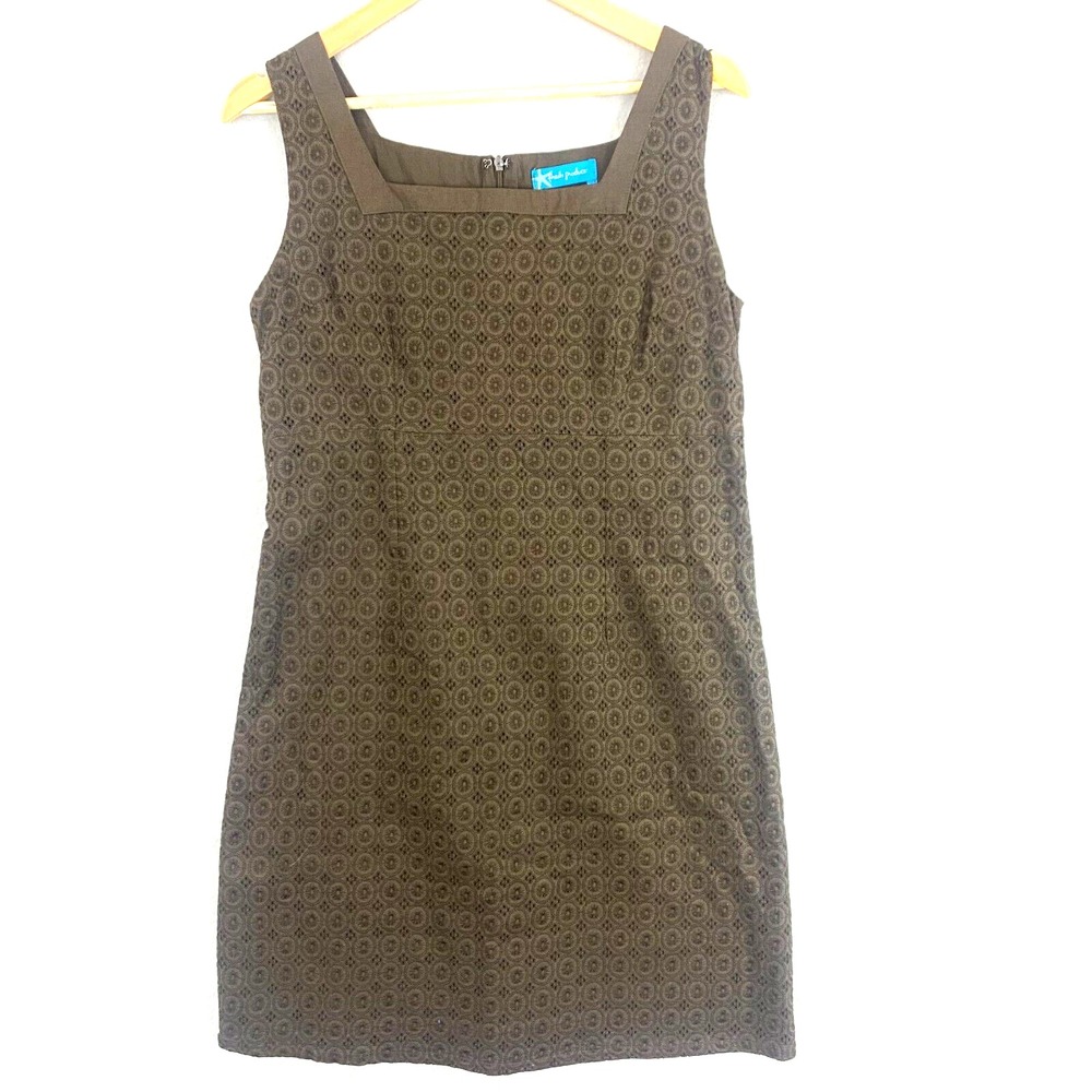 Fresh Produce Asdeyel Brown Lace Eyelet Sundress Womens Small Lined Sheath Short